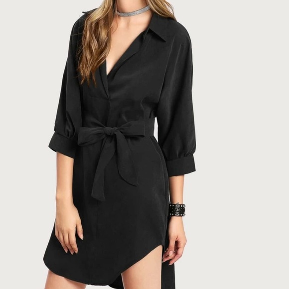 NWT High Low Curved Hem Shirt Dress - Picture 5 of 5